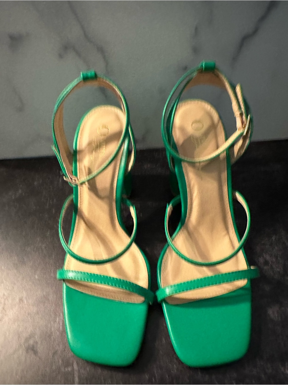 NWOT Green Strappy Block Heel Sandals - Women